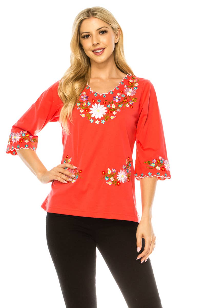 Unik - Vente Chemisier – femme - Adulte Traditionnel Brodé Manches 3/4 S-3XL21