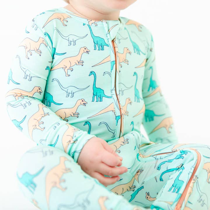 Dreamiere – wholesale Sleepsuit – Baby – Land Before Bedtime Dinosaur Baby Bamboo Pajamas Convertible Footie - Jurassic Jungle1