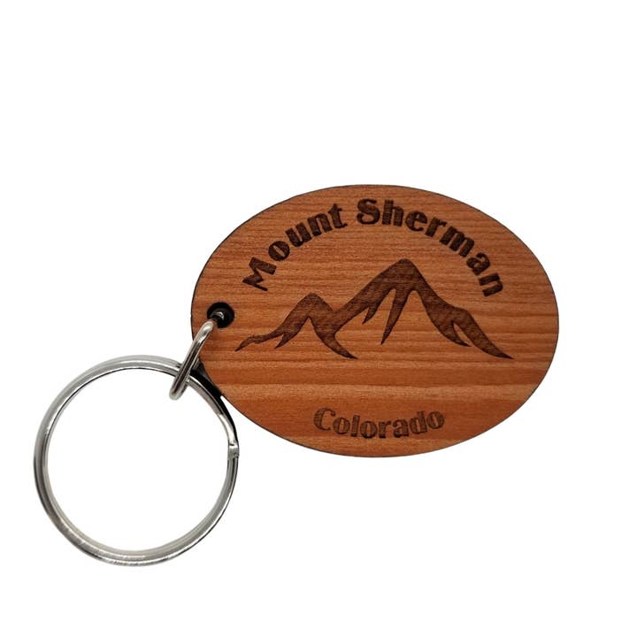 Happy Wood Products - Wholesale Keychain - Unisex - Mount Sherman Keychain Colorado Mountains Wood Keyring