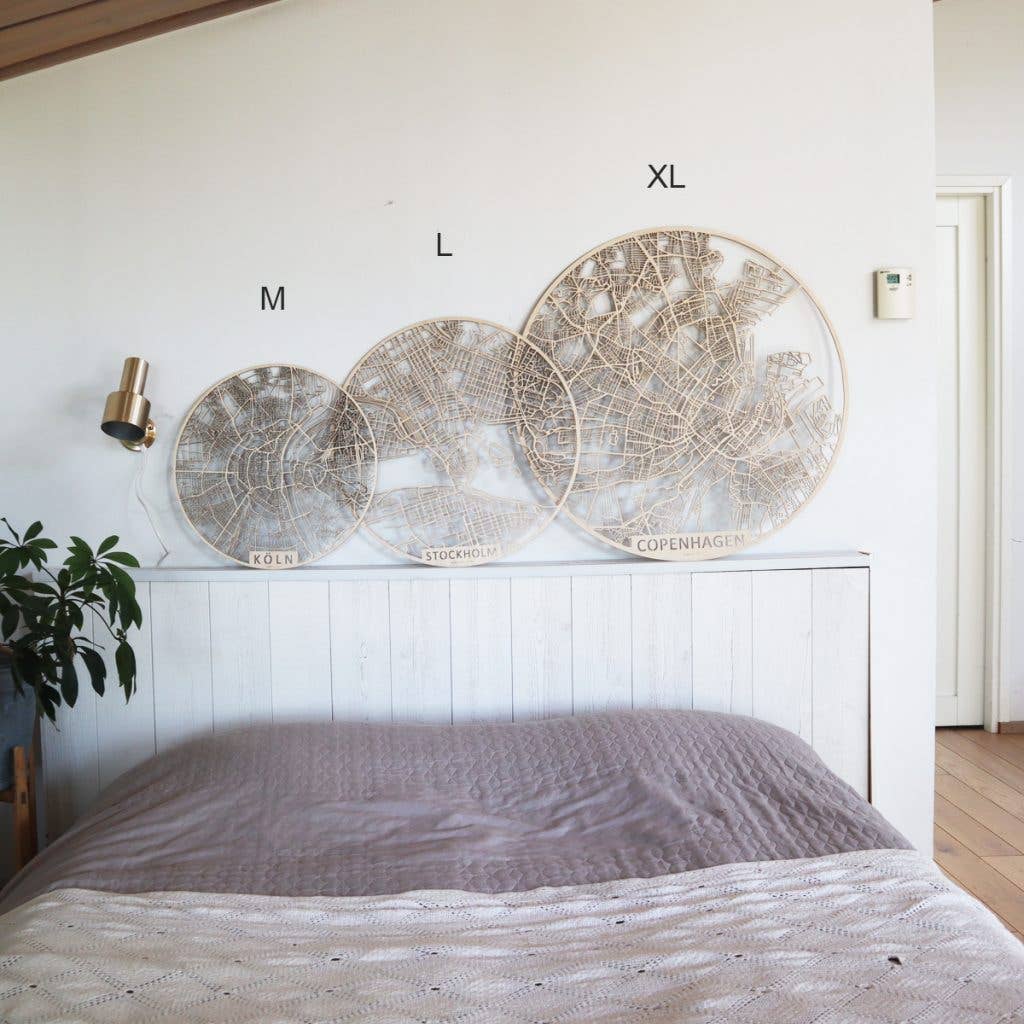 Papurino - Vendita all'ingrosso Decorazione da parete 3D - Mappa della città in legno, Paesi Bassi Amsterdam rotonda (area più ampia)5