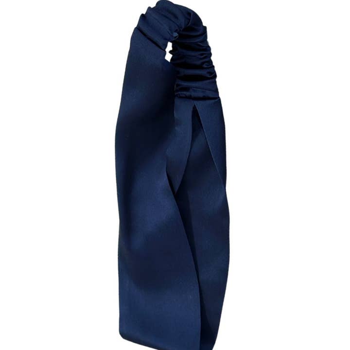 SYLKI – wholesale Fashion headband – women's – Silk Headband - Navy - Wide