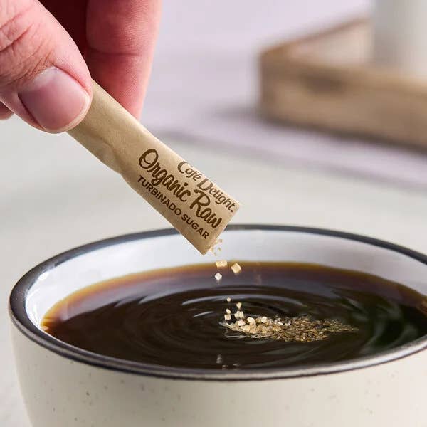 The Black Butterfly - Wholesale Sugar/Sweetener - Cafe Delight Organic Raw Turbinado Sugar Euro Sticks 3 grams