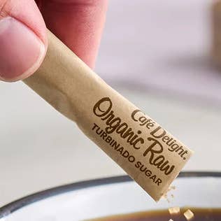 The Black Butterfly - Wholesale Sugar/Sweetener - Cafe Delight Organic Raw Turbinado Sugar Euro Sticks 3 grams0