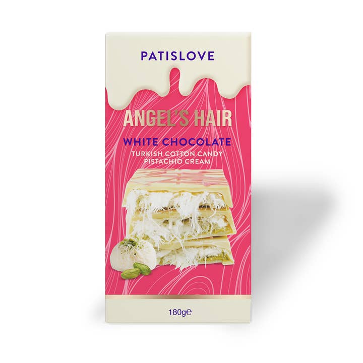Angel’s Hair White Chocolate Pistachio & Cotton Candy, 180G for wholesale by Patislove