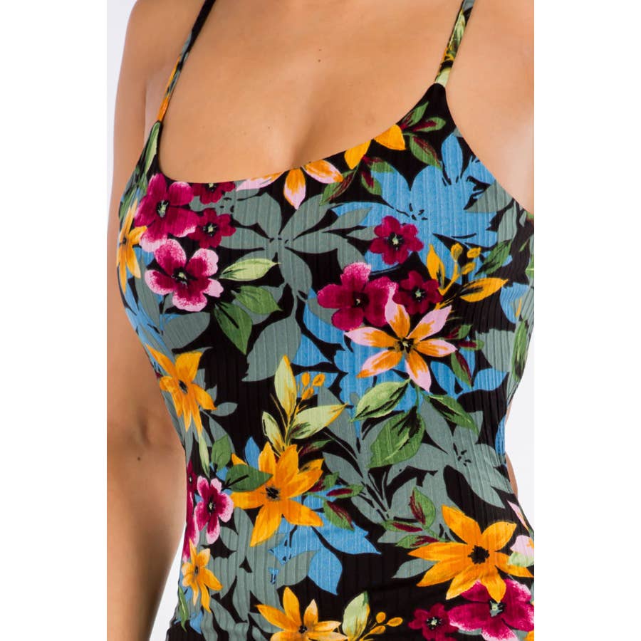 BLACK MULTI D12615 Floral Tie Back Midi Dress for wholesale on Faire1