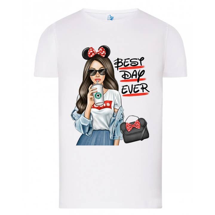 T-shirt för barn med trycket 'Best Day Ever' för wholesale av red white