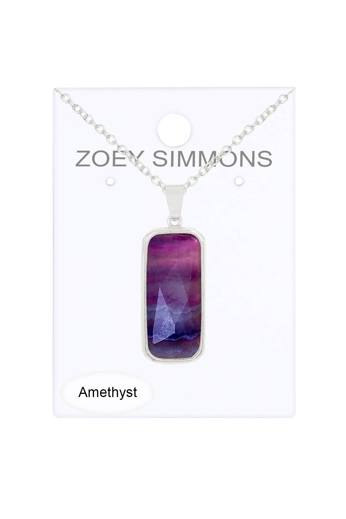 Zoey Simmons - Vendita all'ingrosso Collana con ciondolo/pendaglio - Collana rettangolare con ametista - SF1