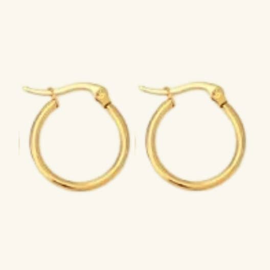 18k Stainless Steel Gold Thin 20mm Hoops Tarnish-free for wholesale by Elyse Jewelry