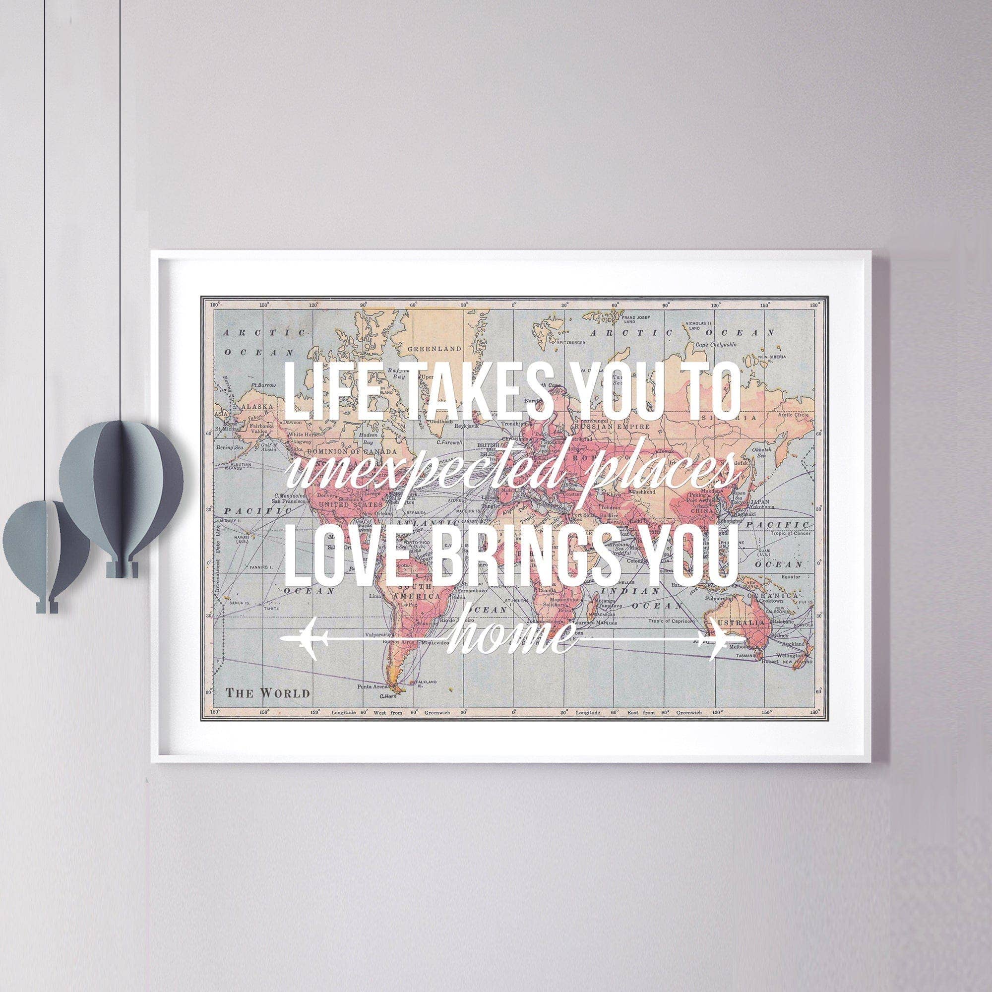 Of Life & Lemons – wholesale Art print – 'Life Takes You To Unexpected Places' World Map Print3