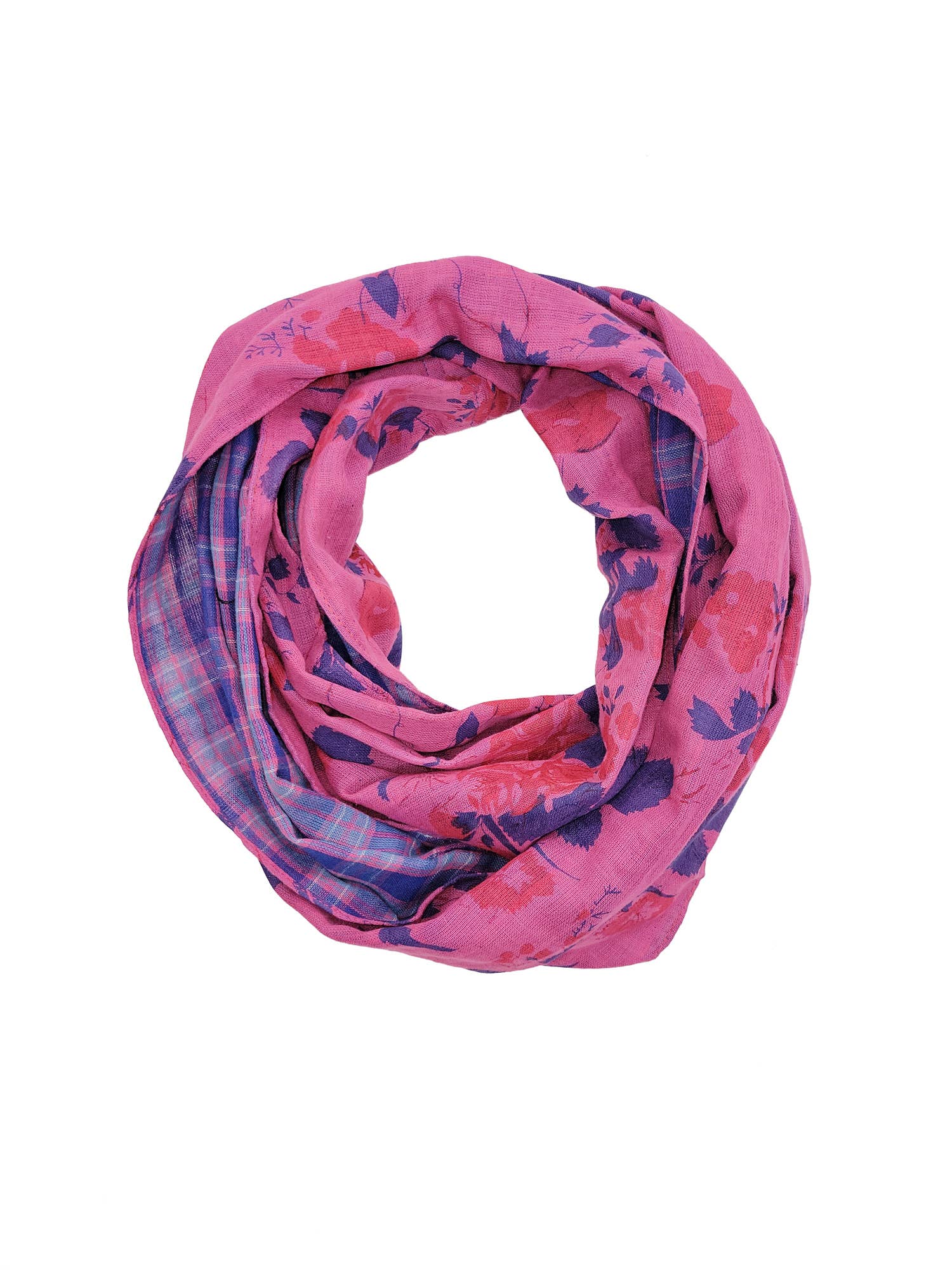 Raj Trading & Imports (USA) Inc. - Wholesale Scarf - Women's - Flora Reversible Floral Plaid Print Infinity Scarf7