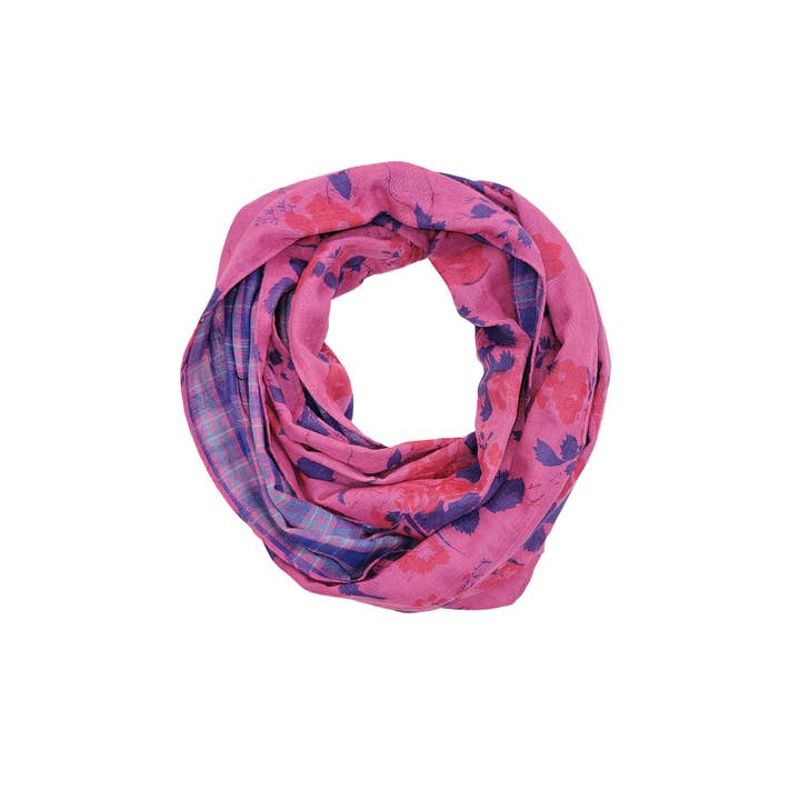 Raj Trading & Imports (USA) Inc. - Wholesale Scarf - Women's - Flora Reversible Floral Plaid Print Infinity Scarf7