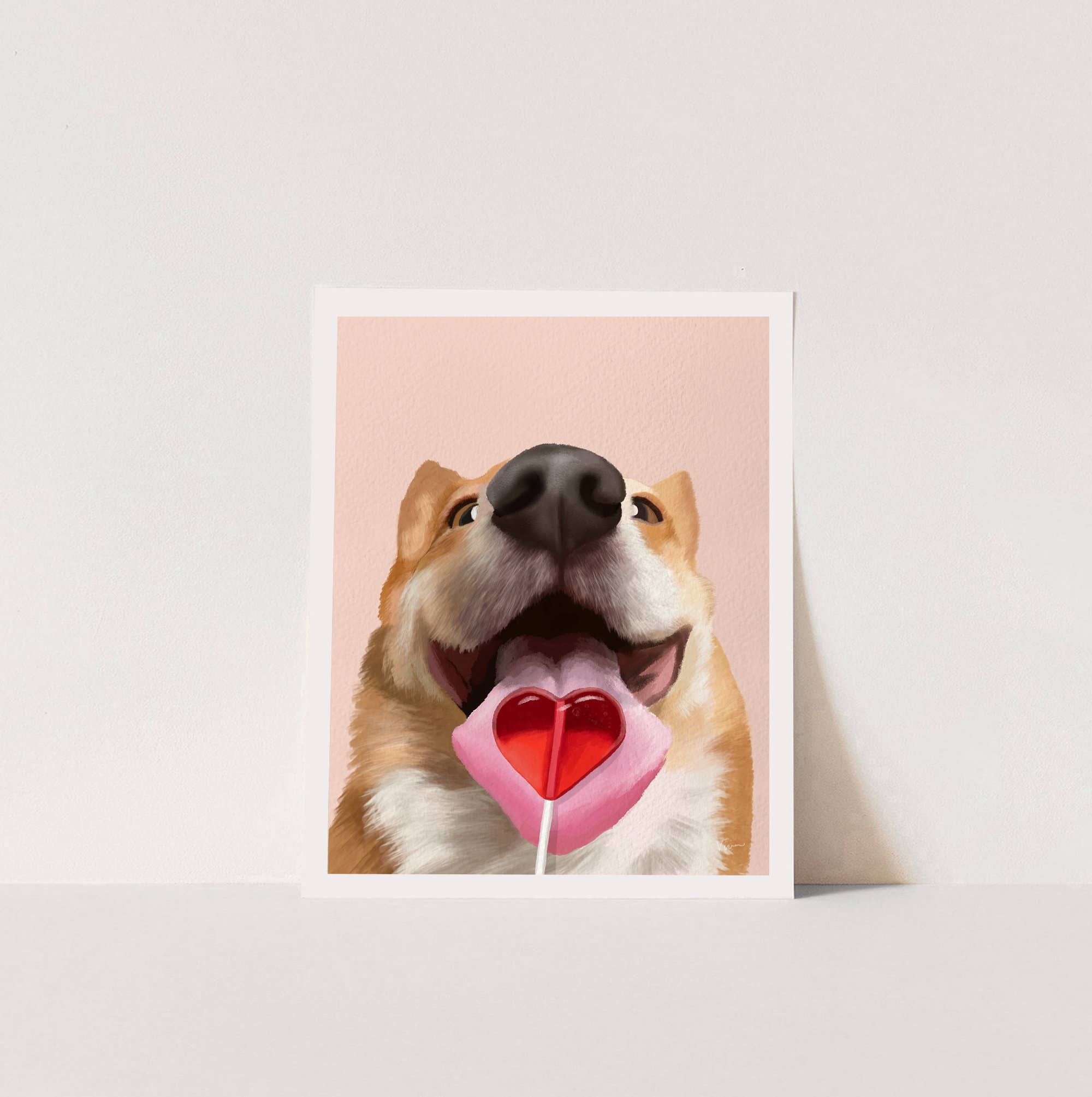 Pawssionate Art - Wholesale Art Print - Corgi Heart Lollipop Art Print1