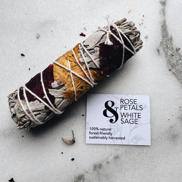 Essence of Life Organics – wholesale Sage bundle – Forest-friendly Rose Petals & White Sage smudge0