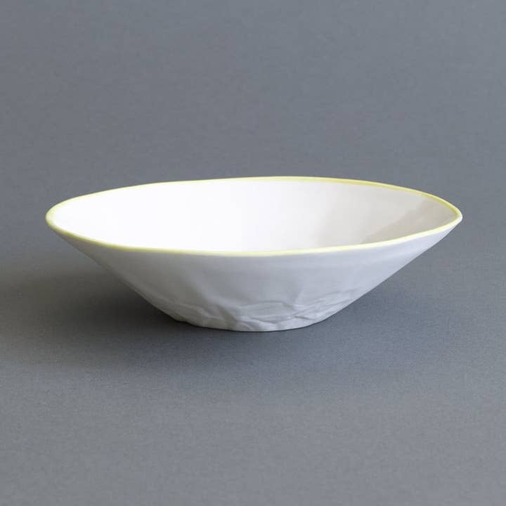 Ceramic Pasta Bowl - Paper Yellow Rim for wholesale by Hayden Youlley Design