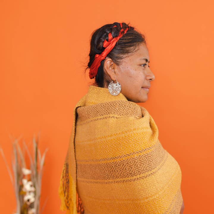 The Zapotec Weavers - Wholesale Wrap – Women's - Zapotec Wool Rebozo/Shawl, Pecan Nut Dyed1