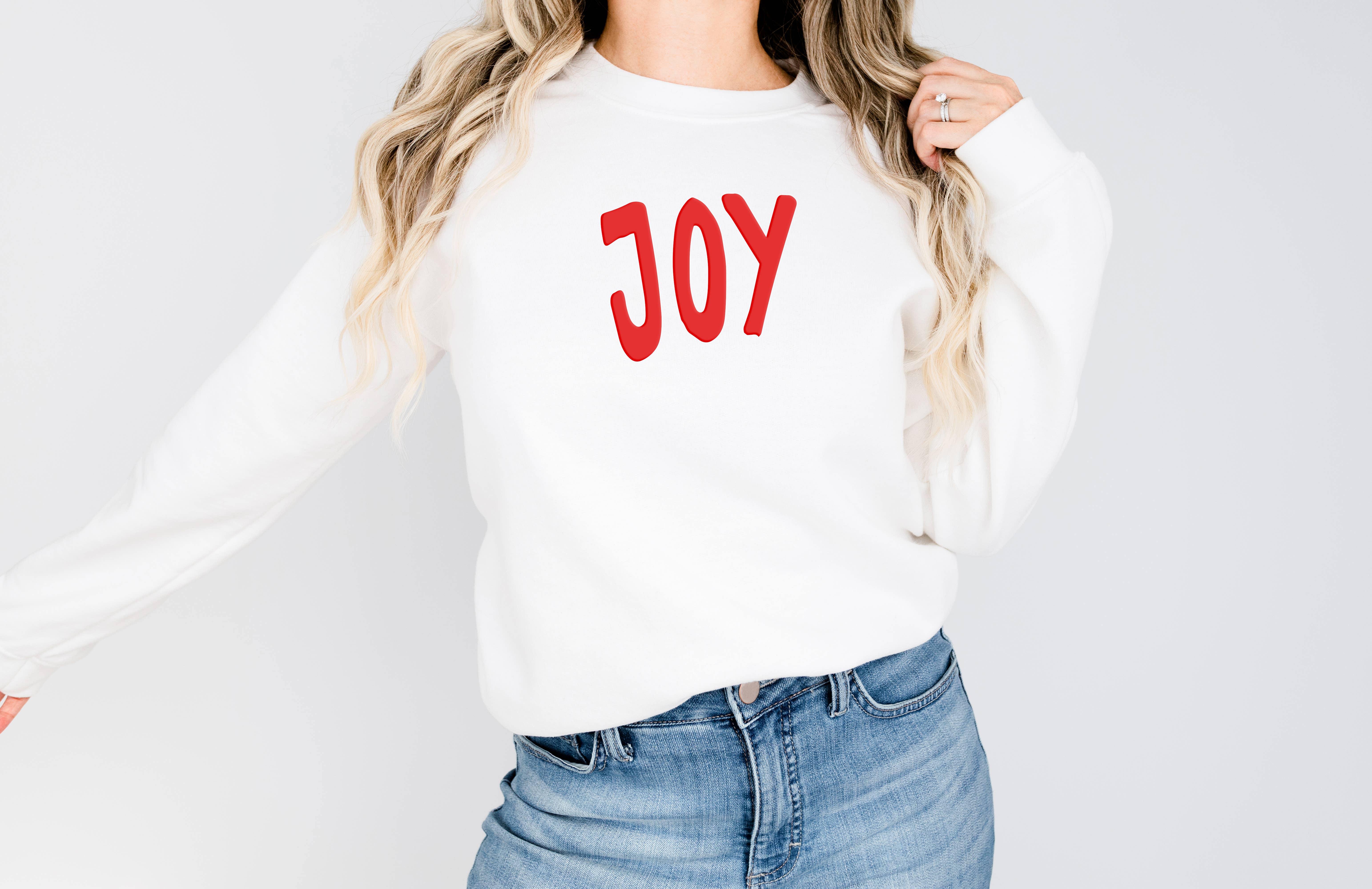 P E T I T R U E – Engroshandel Grafisk Sweatshirt - Dame – Puff Christmas Crewneck Sweatshirt Holiday Sweater Joy1
