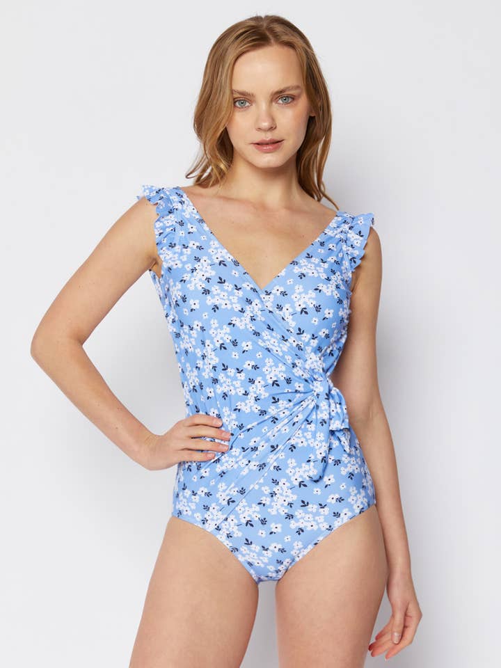 Cravatta avvolgente con scollo a V 1PC-F1802-Blossom Blue per la vendita all'ingrosso da parte di MARINA WEST SWIM