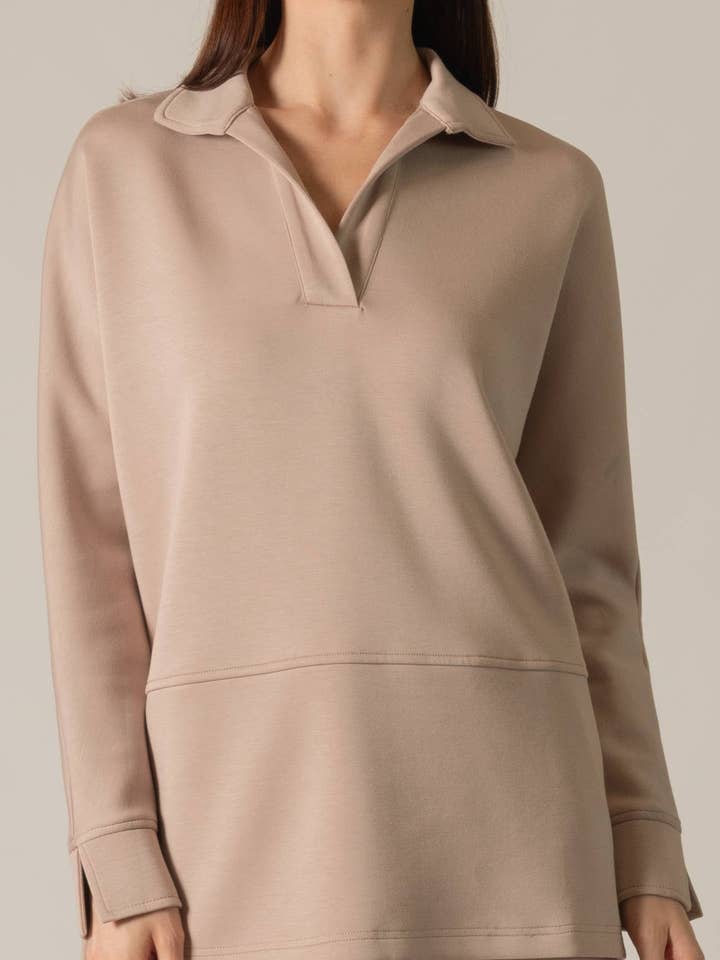 P. CILL Butter Modal Collared Long Sleeve Top for wholesale by P. CILL