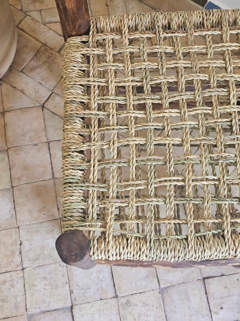 HandmadeBestSeller - Wholesale Chair - Handcrafted Moroccan Wooden Chair with Woven Palm Leaf Seat1