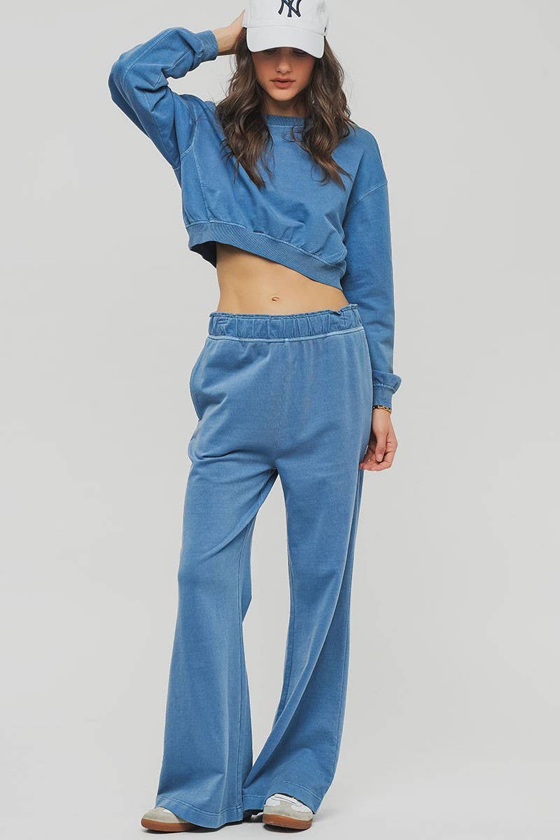 Urban Daizy - Wholesale Lounge Sweatpants/Joggers - Women's - Mineral Wash Wide Leg Elastic Waist Casual Sweatpants10