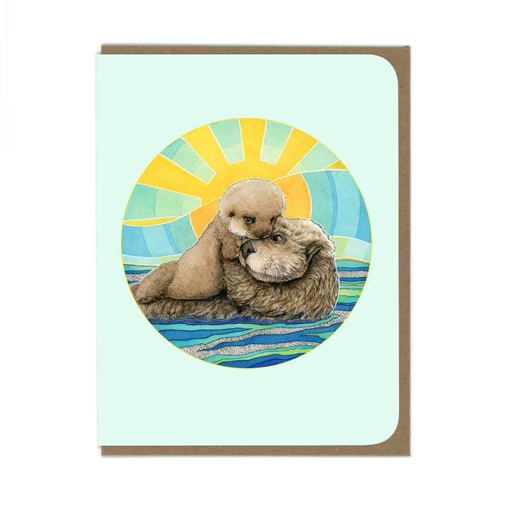 Mama Sea Otter - blanco kaart voor wholesale door Amy Rose Moore Illustration