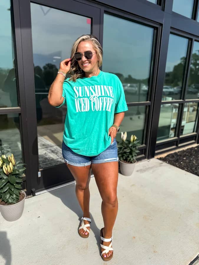 Sunshine & Iced Coffee Island Green Graphic Tee for wholesale by birdie