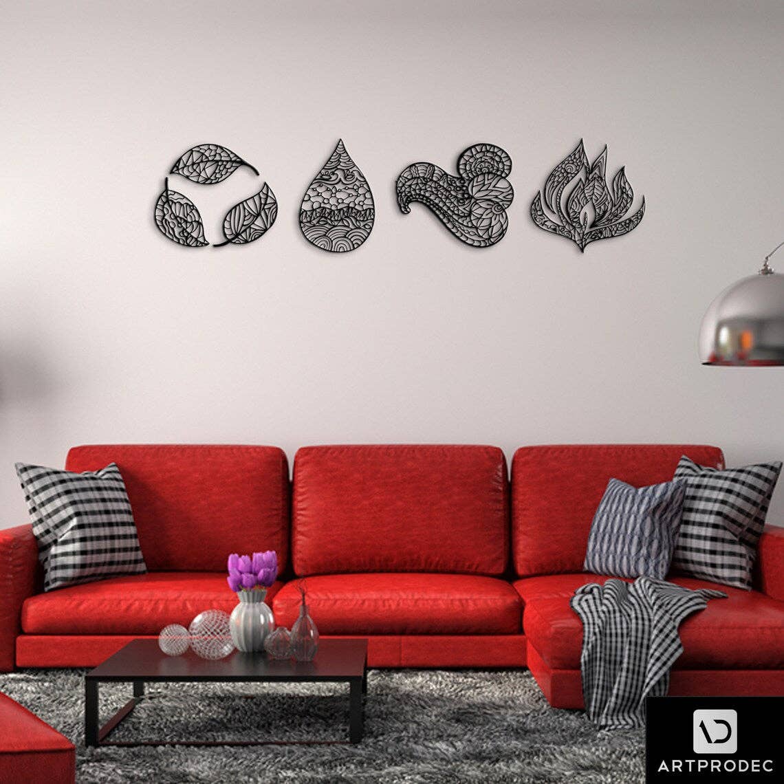 benjashop - Vendita all'ingrosso Decorazione da parete 3D - Cartello da parete in metallo con quattro elementi2