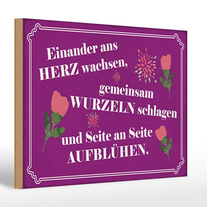 Cartel de madera con frase 20x30 cm florecer lado a lado cartel para venta al por mayor de Femer