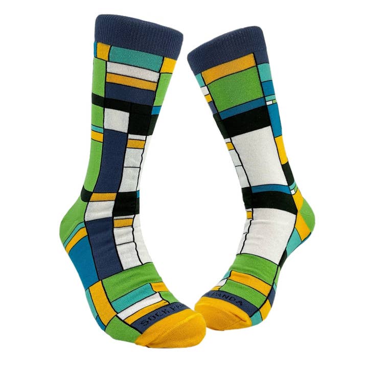 Mondrian Style Block Art Socks from the Sock Panda (Adult Large - Men's Shoe Sizes 8-12) for wholesale by Sock Panda