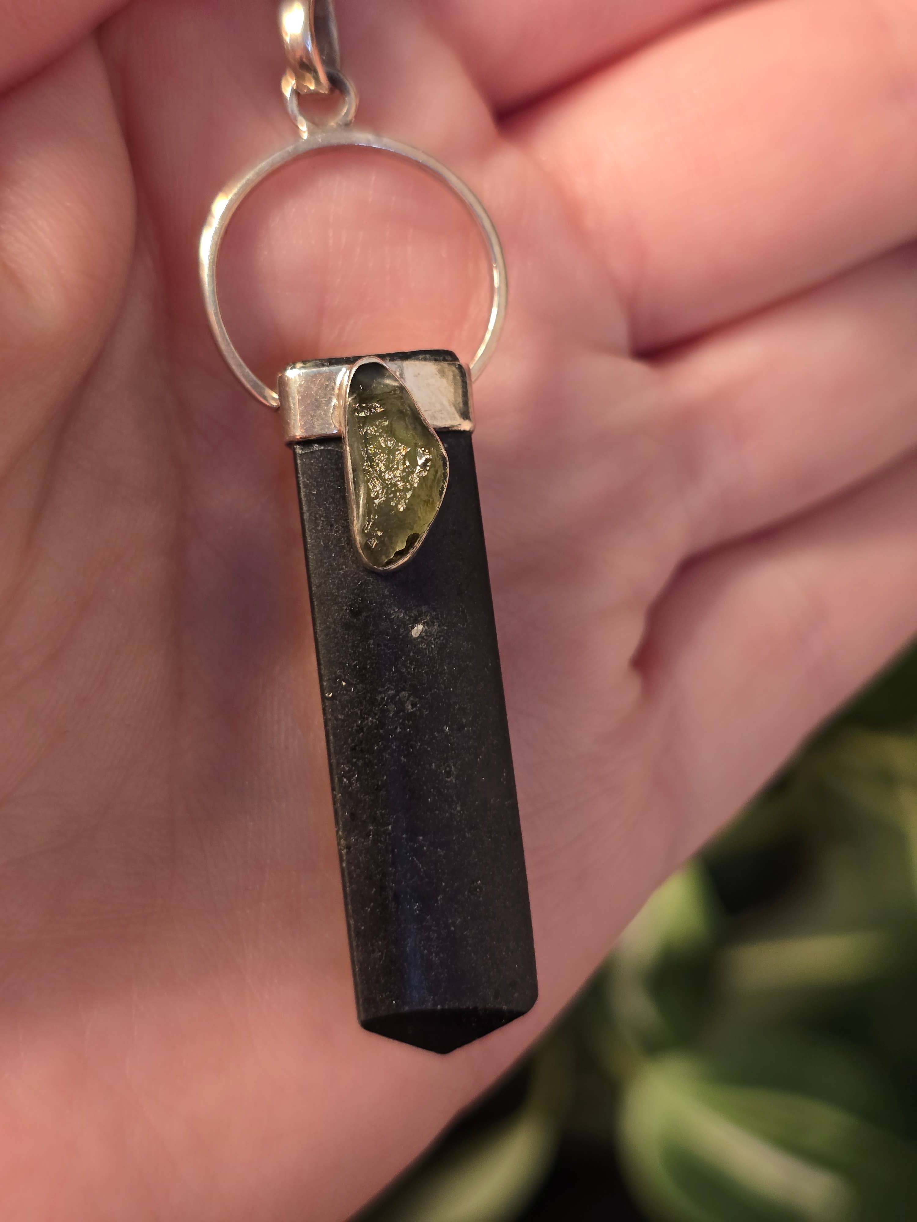 Crystal Cove Minerals – wholesale Jewellery set – Moldavite and Black Tourmaline Sterling Silver Pendants & Ch5