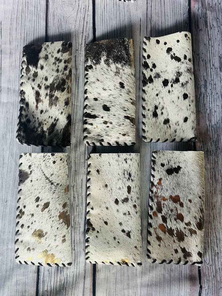 Metallic Bronze Spotted Cowhide Sunglass Case for wholesale by Boots Are My Roots