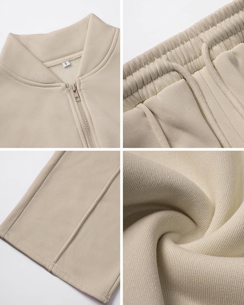 Rosa Clothing - Wholesale Top & Pant Set (NOT Loungewear) - Women's - Plain Exposed Seam Zip Up Long Sleeve Athleisure Set8