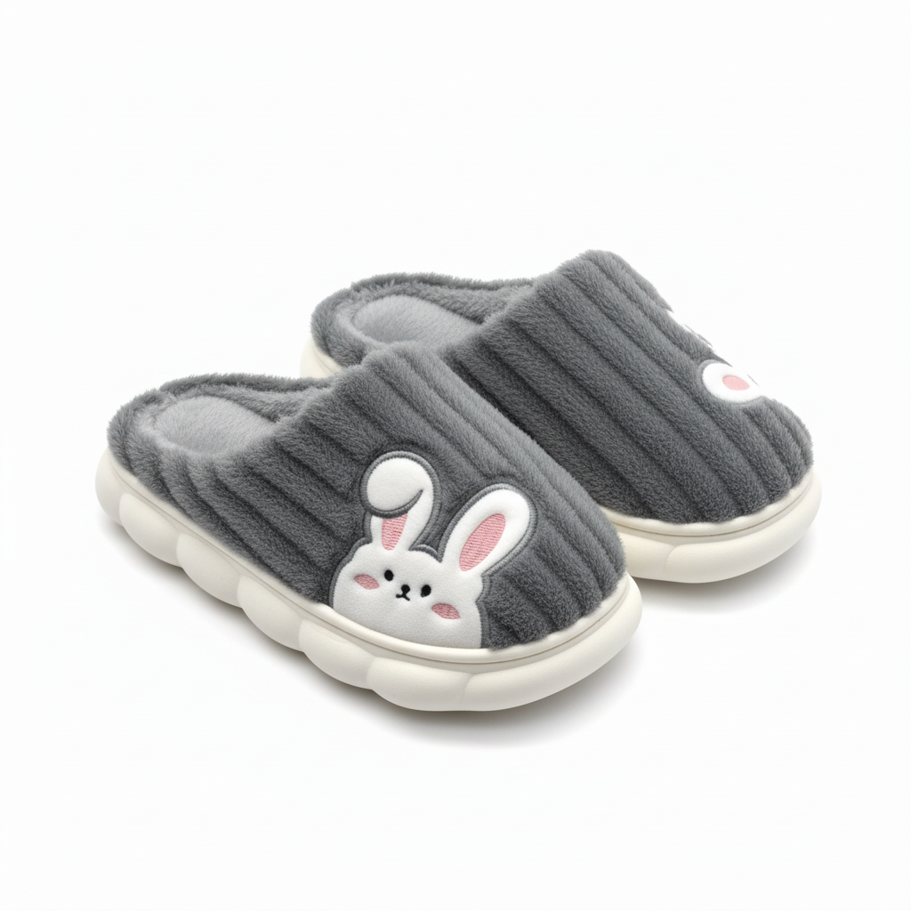 FLUFFERY - Wholesale Slippers - Kids - Adorable Bunny Plush Slippers for Kids (12-Pair Pack)2