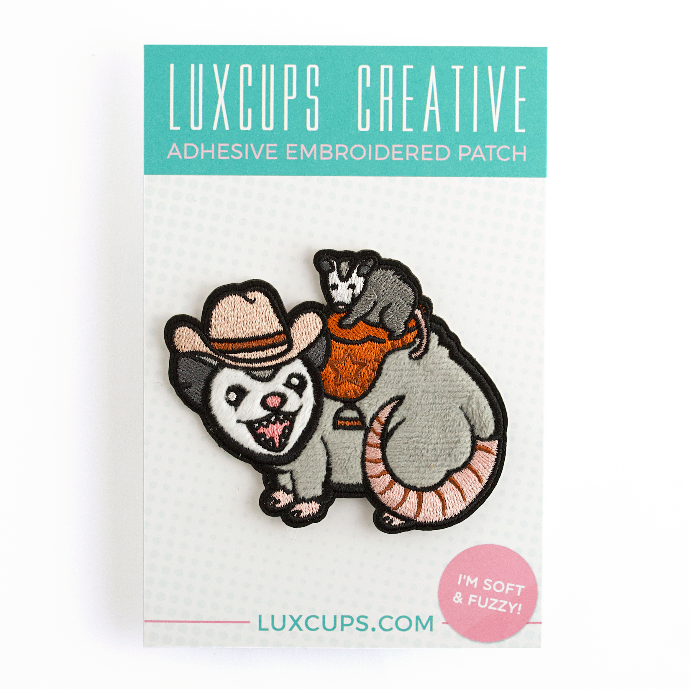 LuxCups Creative - Vente Écusson - Possum Posse Fuzzy Patch1