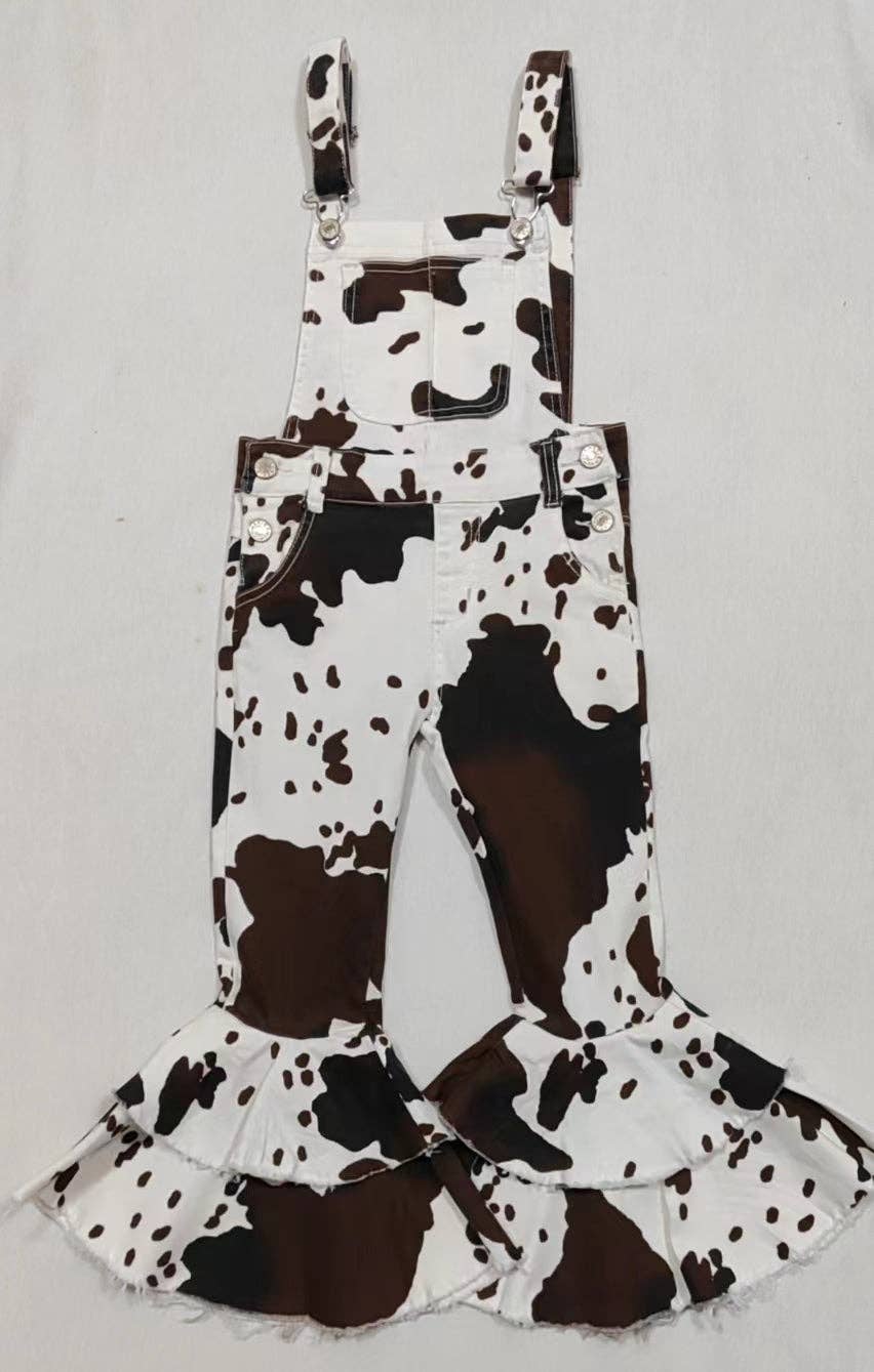 Aier Wholesale - Vente Barboteuse – bébé - Salopettes à bretelles en cuir de vachette à imprimé cloche pour bébés filles2