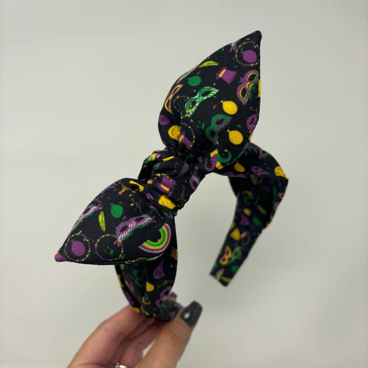 Fascia per Capelli con Fiocco "Let the Good Times Roll" Mardi Gras per la vendita all'ingrosso da parte di Bella Notte & Co