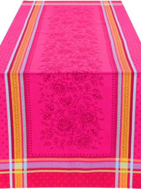 French Jacquard Runner - Bouquet Fuchsia for wholesale by Mierco European Linens