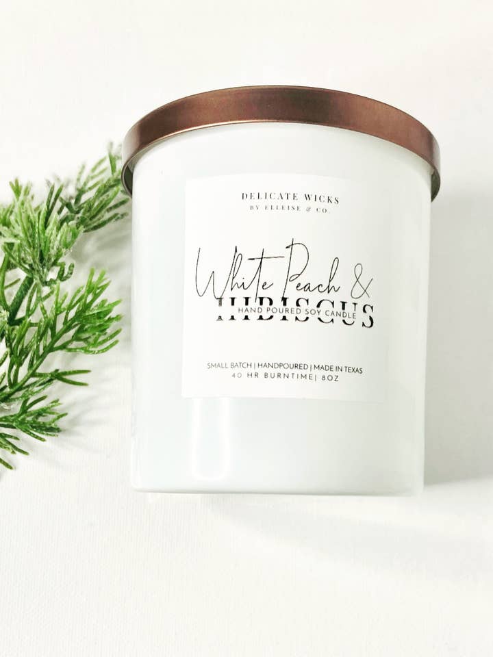 Vit Persika & Hibiscus Ljus för wholesale av Delicate Wicks