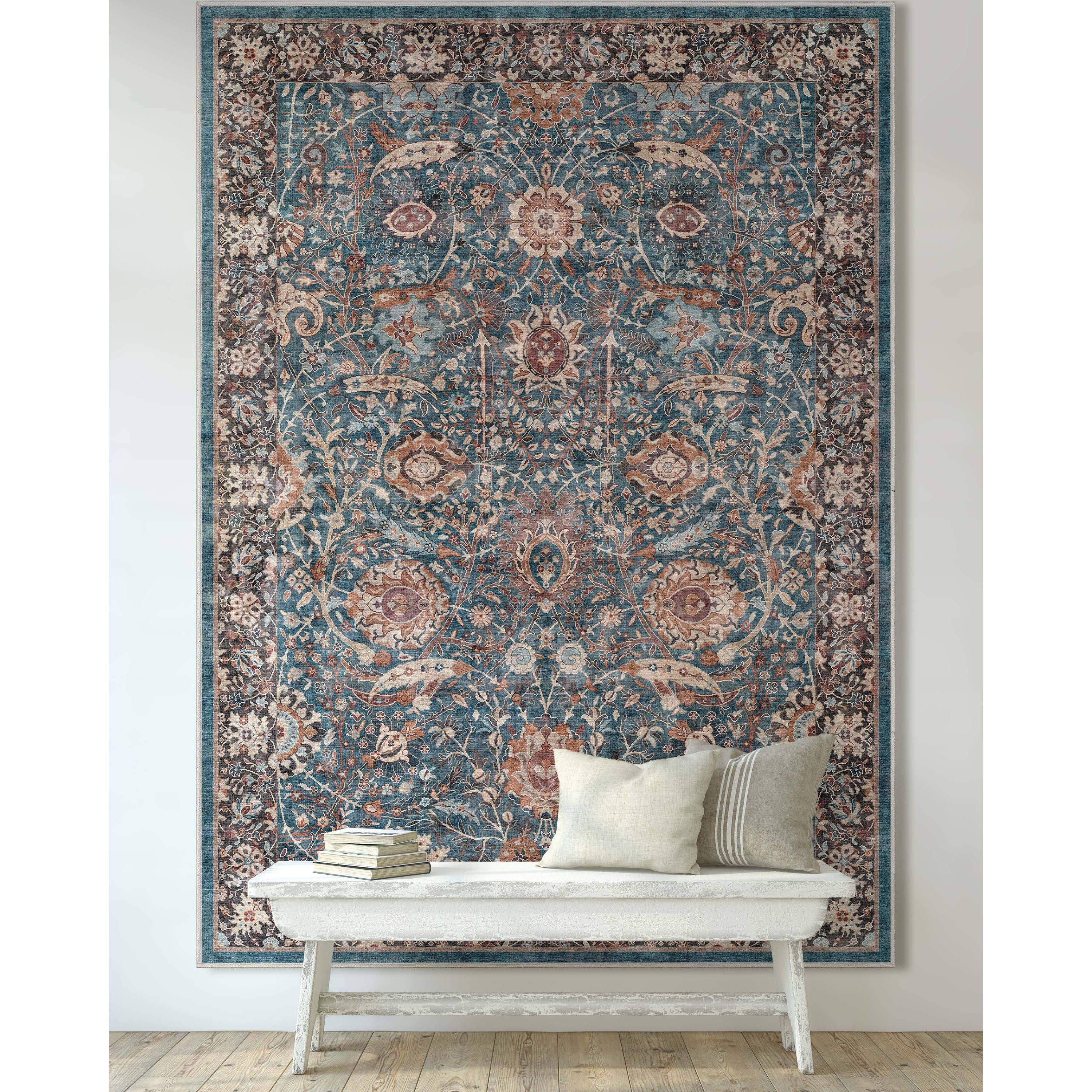 Well Woven - Vendita all'ingrosso Tappeto - Tappeto Liana Vintage Oriental Teal a trama piatta1