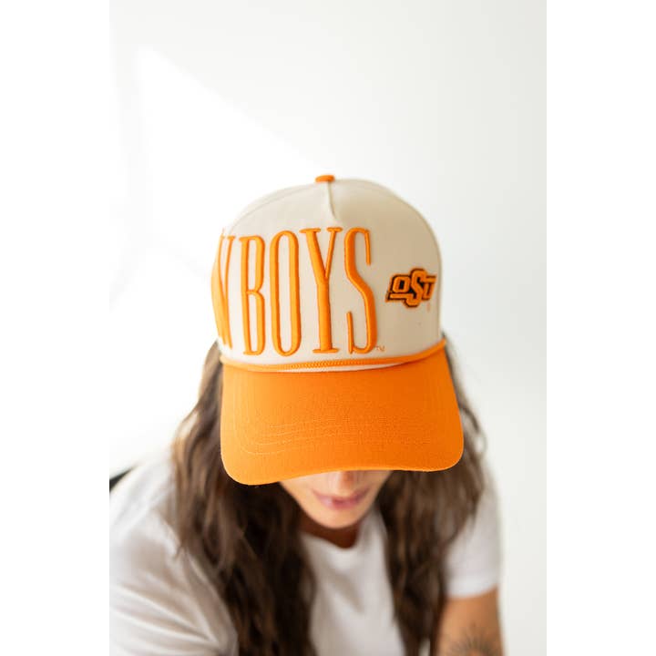 ORANGEIVORY Oklahoma State Saturday Stretch Canvas Trucker Hat for wholesale on Faire