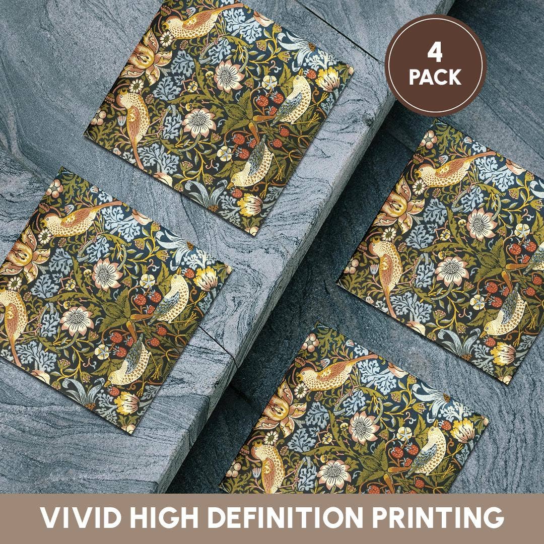 3dRose - Wholesale Coasters - 3dRose, William Morris Strawberry Thief Pattern, Coaster5