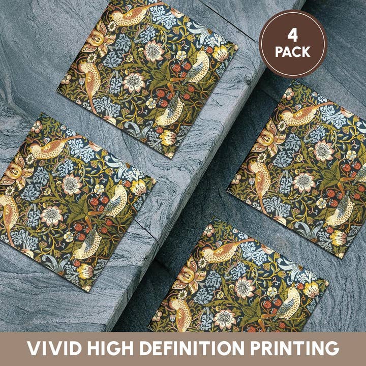 3dRose - Wholesale Coasters - 3dRose, William Morris Strawberry Thief Pattern, Coaster5