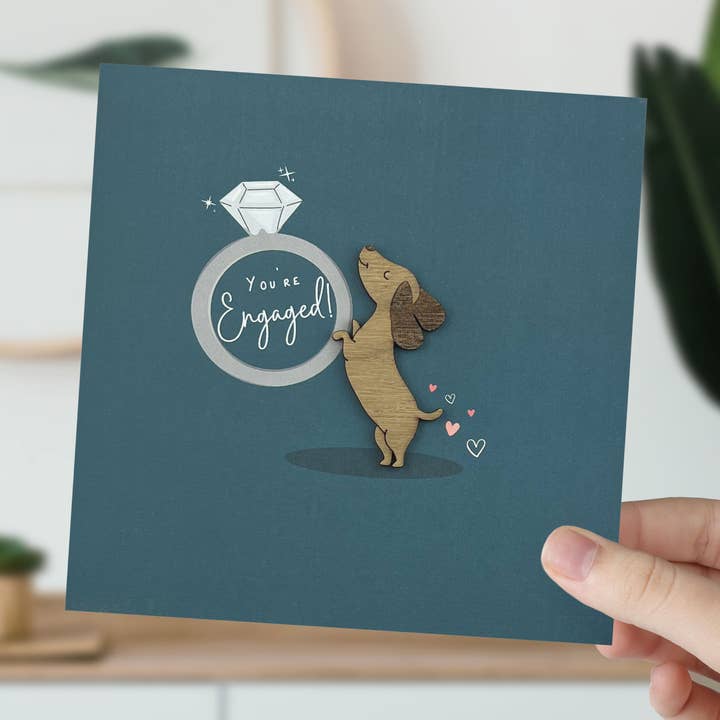 You're Engaged, Dog And Diamond - Engagement Card for wholesale by KDee Designs