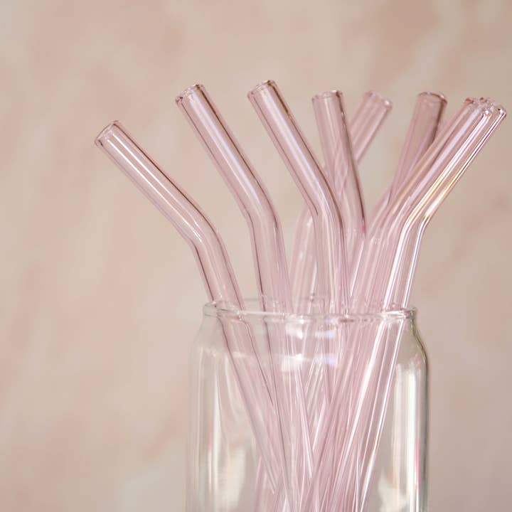 Pink Bent Glass Straw for wholesale by Forest Cove Home