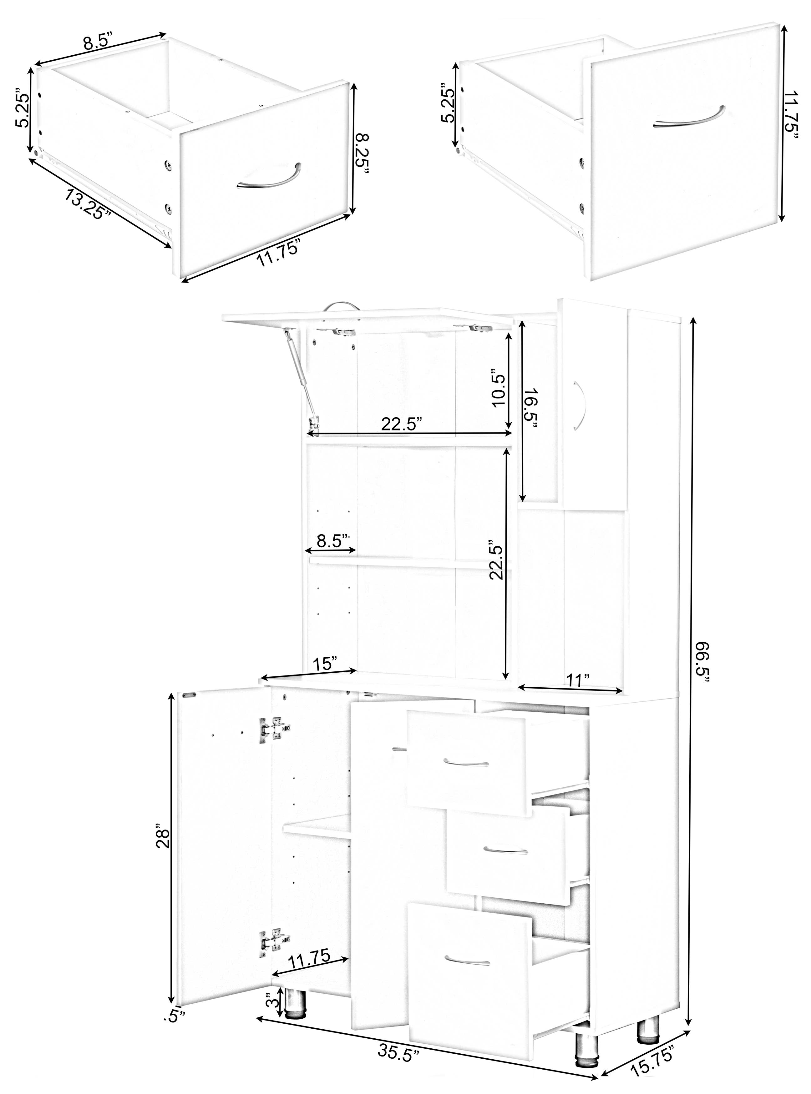 Quickway Imports - Wholesale Kitchen storage/organiser - Kitchen Pantry Storage Cabinet with Doors and Shelves, White4