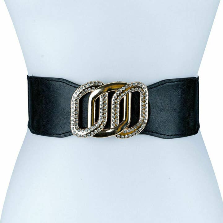 Connected Tripple Buckle PU Leather Patch Fashion Belt Stret for wholesale by Diacly