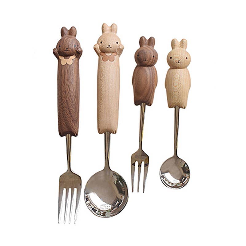 Senser Woodcraft - Wholesale Flatware Set - Hand-Carved Bunny Spoon & Fork – Adorable & Functional Gift12