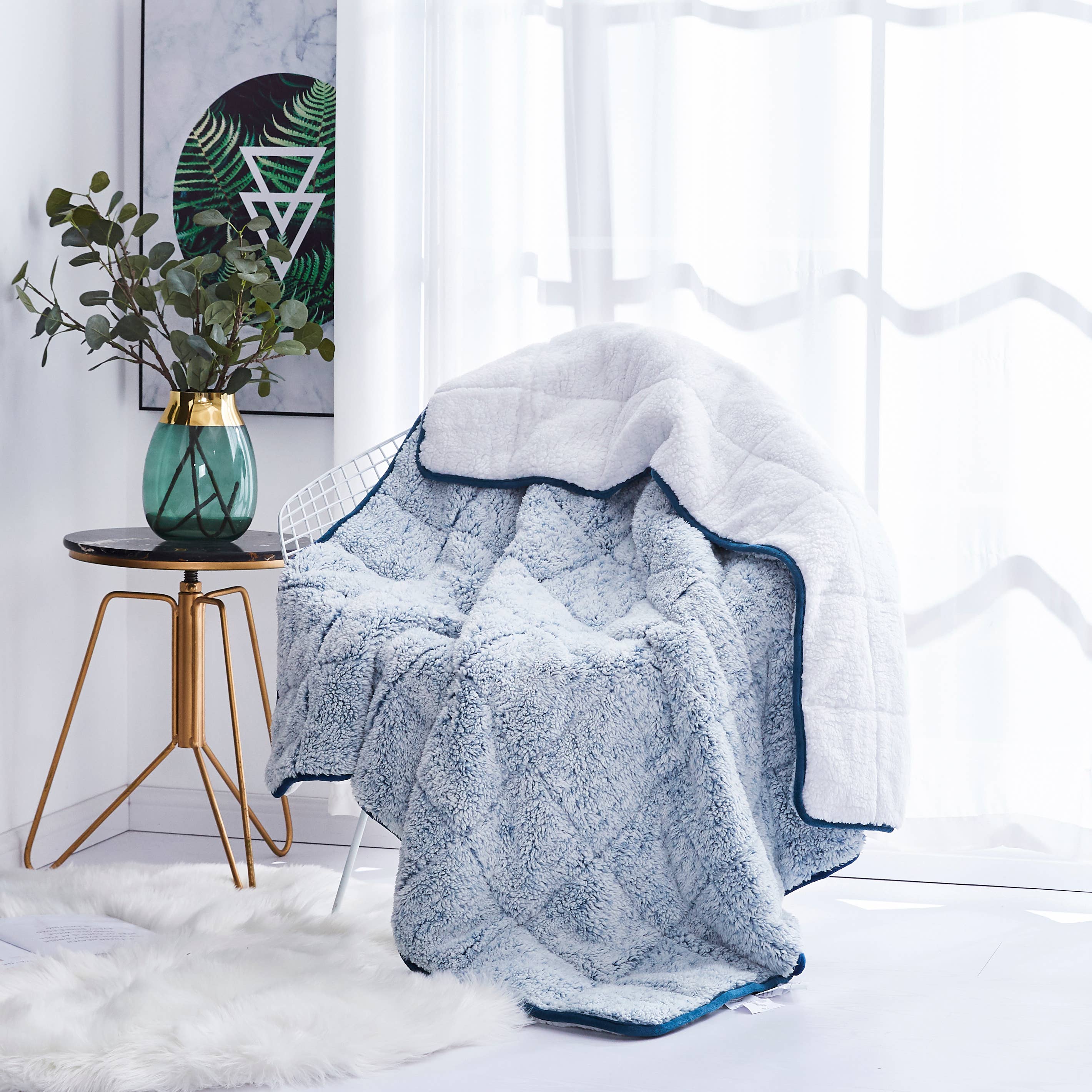 Sutton Home Fashions LLC – Manta para sofá por atacado – Cobertor de lance ponderado Teddy Sherpa2