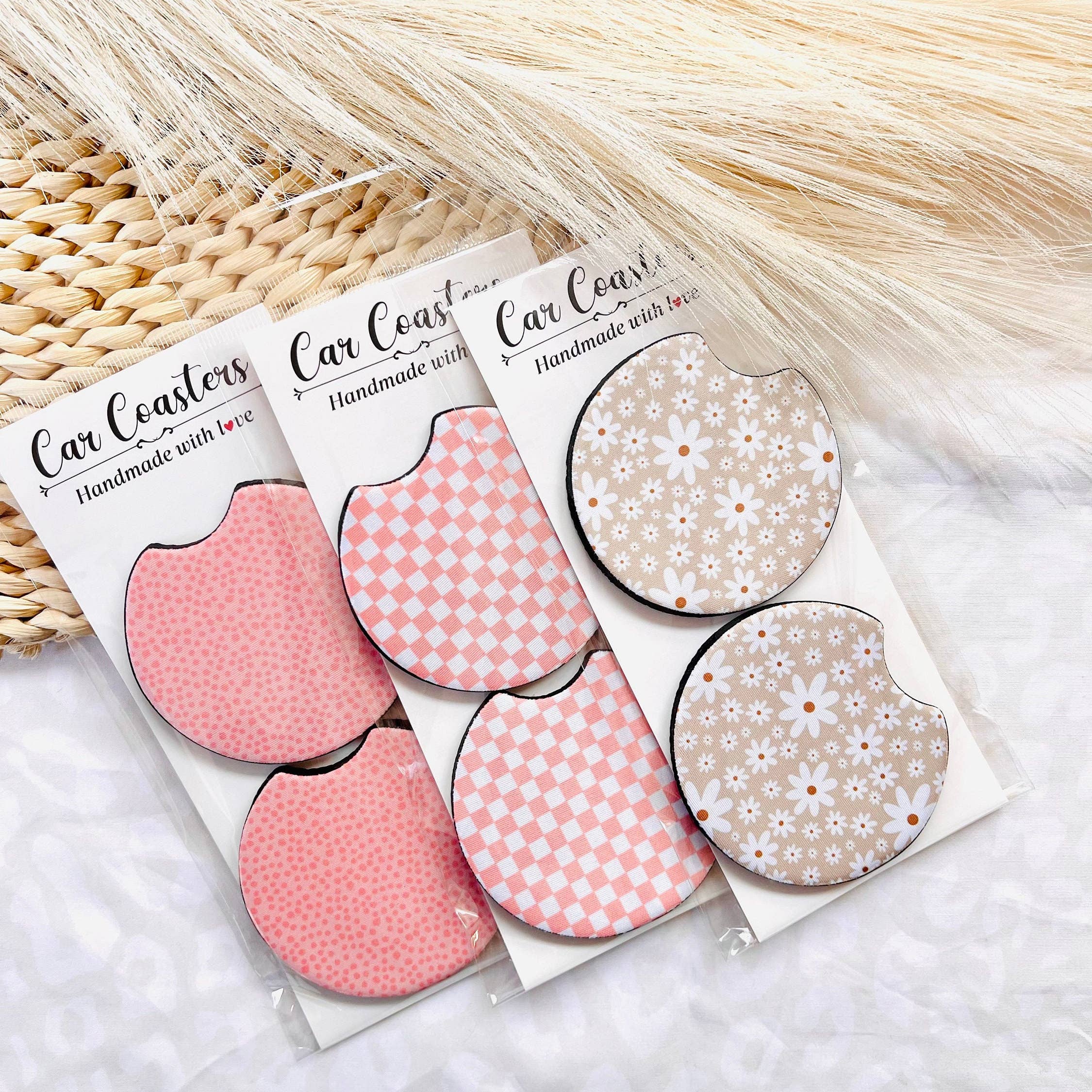 MarissaDDesigns - Vente Sous-verre pour voiture – unisexe - Dessous de verre pour voiture - Lot de 2 avec motifs floraux5