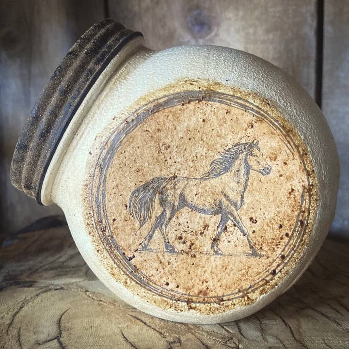 Farmhouse Horse Glass Storage Jar, Rustic Kitchen Canister for wholesale by Countrycore Home & Bath